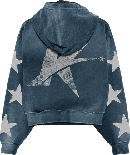 Distressed Zipper Hoodie