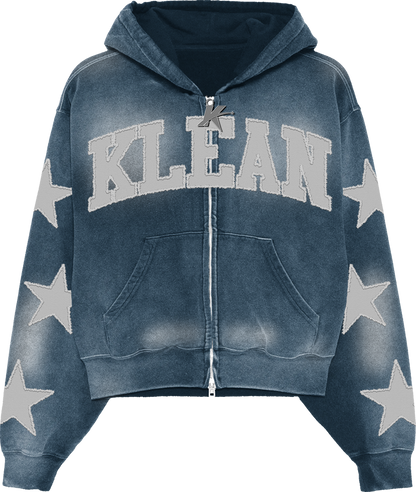 Distressed Zipper Hoodie